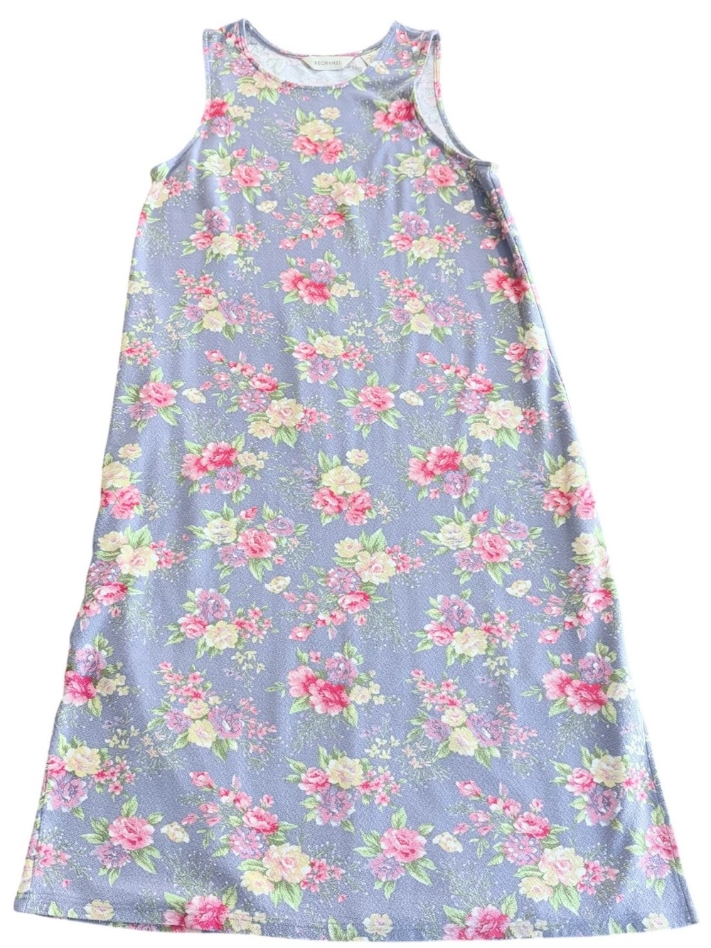 Bechamel Blue Floral Cotton Maxi Dress Sleeveless Cottagecore Size M - Picture 7 of 7